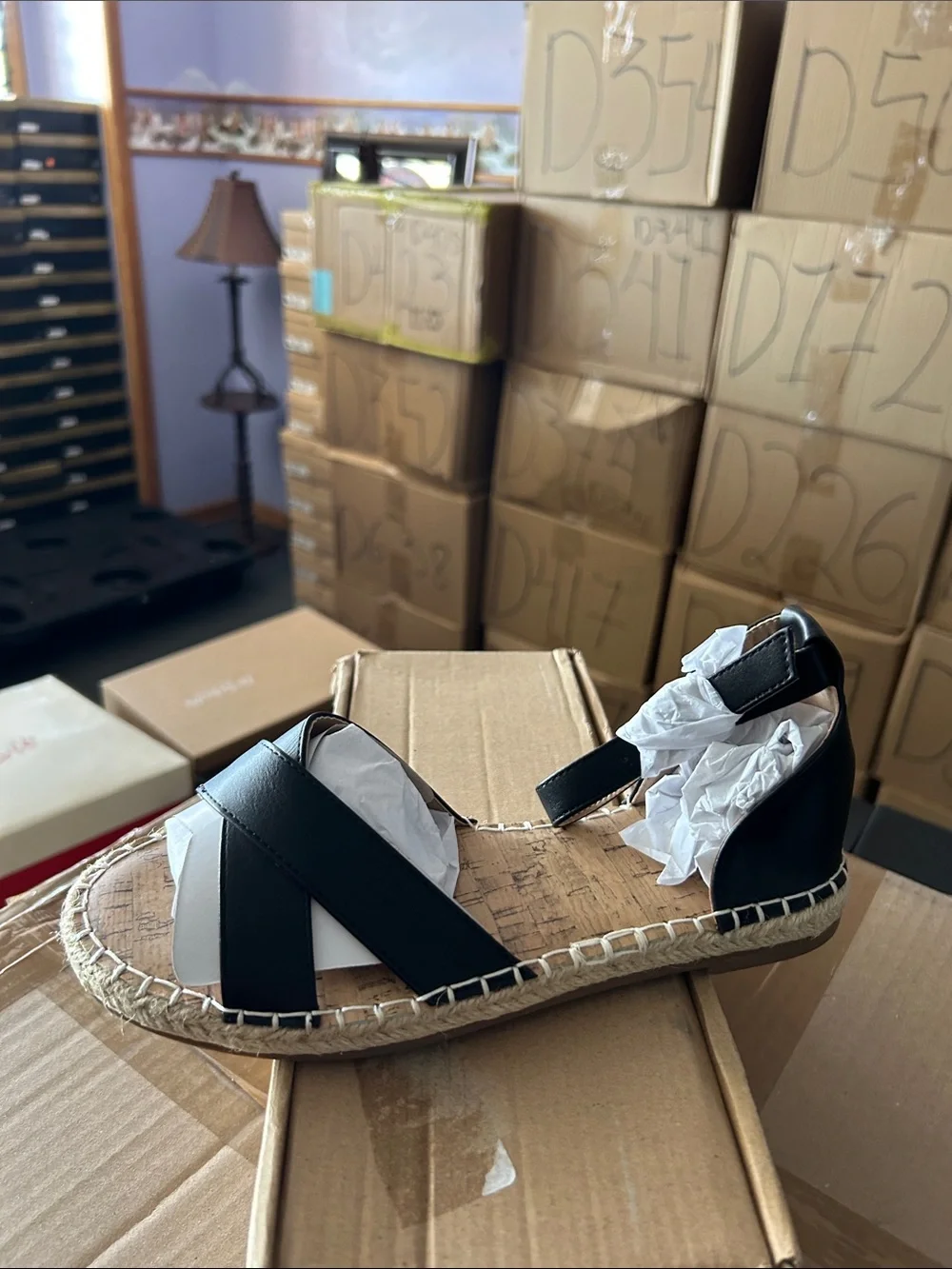Journee Collection Black Cross‑Strap Espadrille Sandal (Wide) - Picture 3 of 4